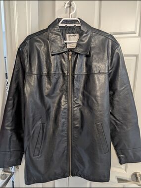 Garage Black Faux Leather Jacket (Unisex)